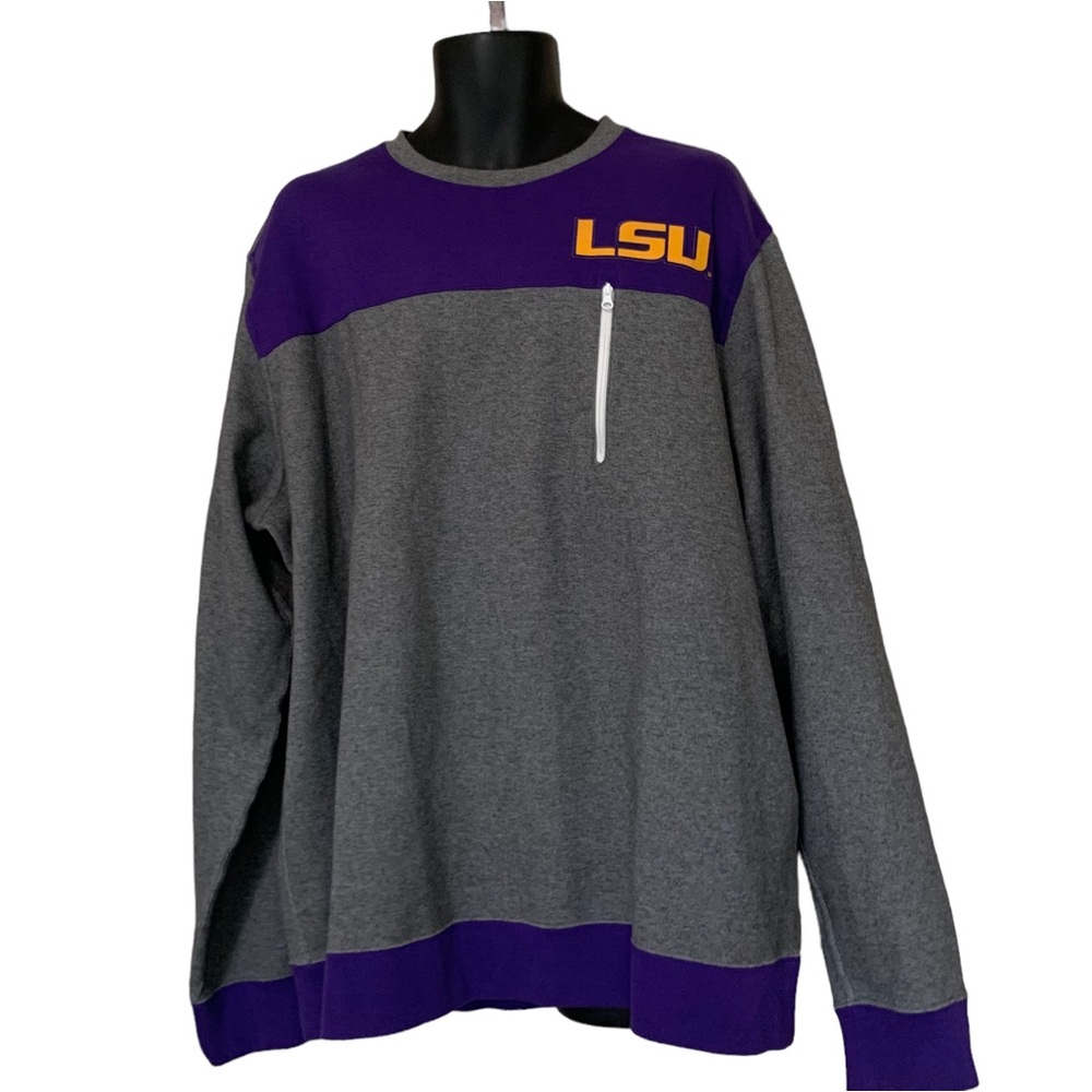 NIKE LSU men’s sweatshirt‎ pullover, round collar. Gray, purple, yellow 3XL.